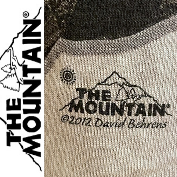 The Mountain tan hand dyed t-shirt w/Indigenous leader, sz S, 2012 David Behrens - Picture 6 of 15